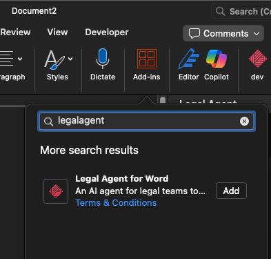 legalagent を検索して Add をクリック